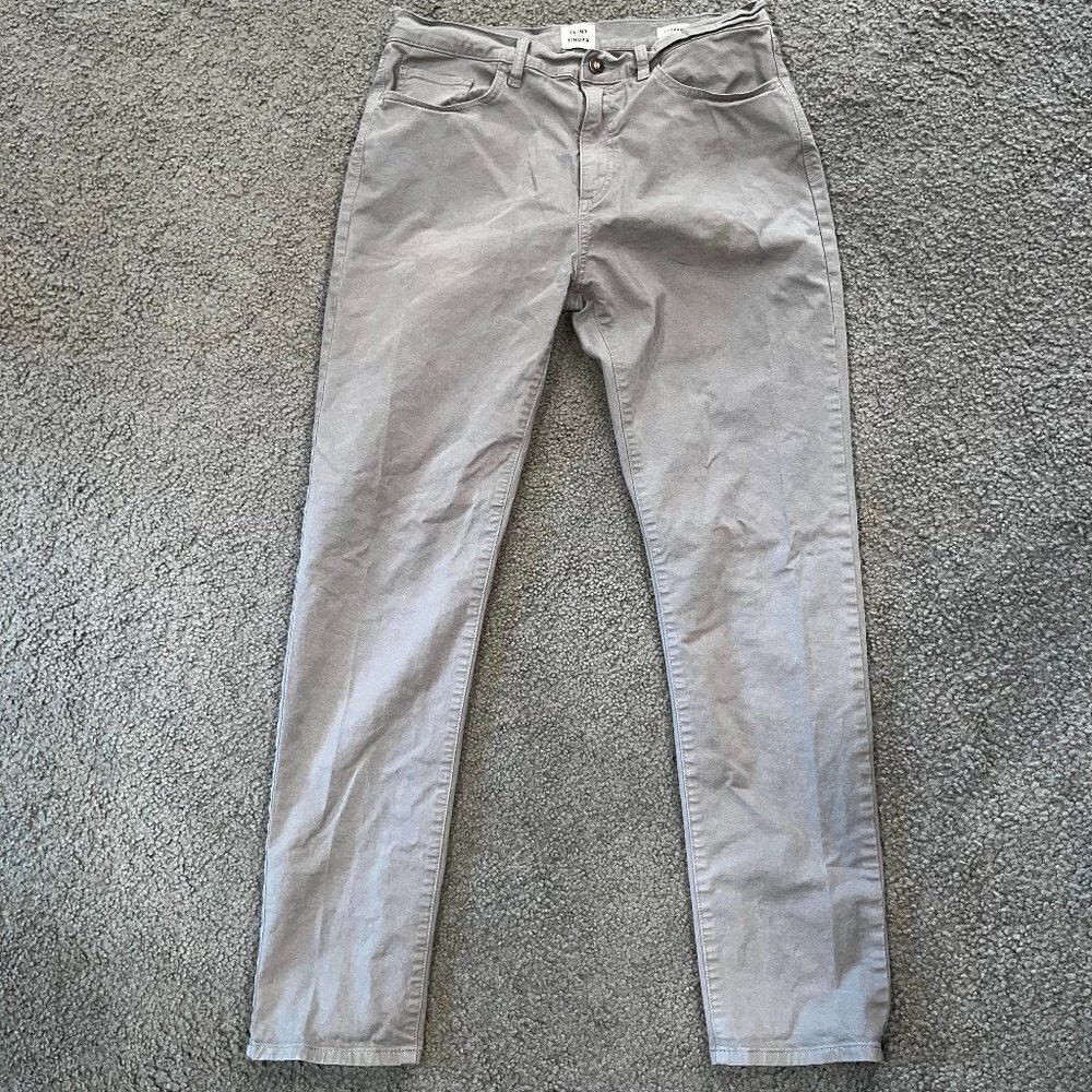 FLINT and TINDER Tapered Fit 5 Pocket Zip Fly Pearl Gray Jeans Pants 33X32